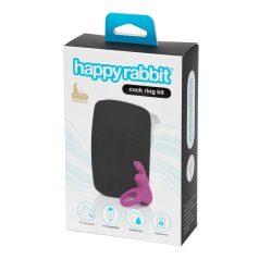   Happyrabbit Cock Kit - δακτύλιος δόνησης με αποθήκευση (μωβ)