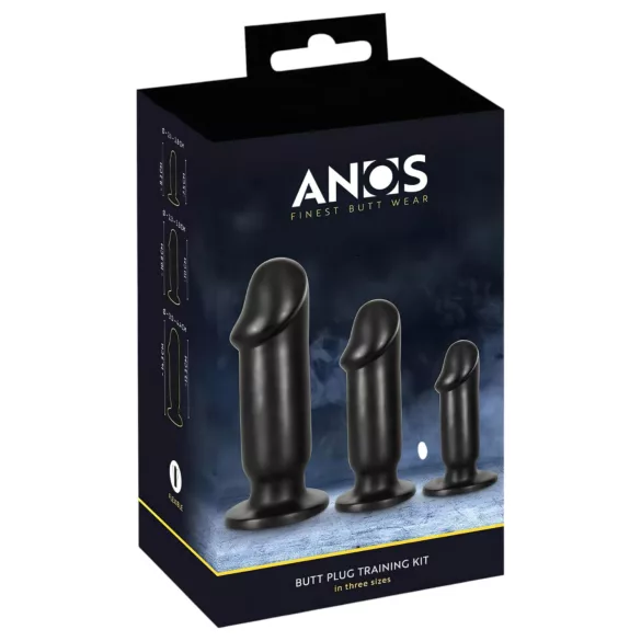 Anos Training Kit - σετ πρωκτικών βυσμάτων (3 τεμαχίων, μαύρο)