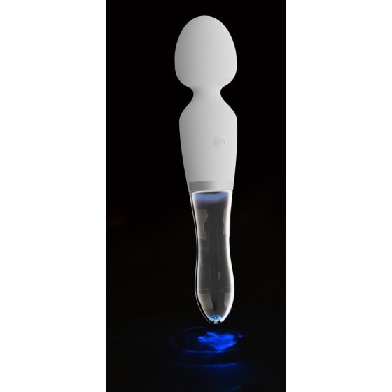 Liaison Wand - rechargeable silicone-glass LED vibrator (translucent-white)