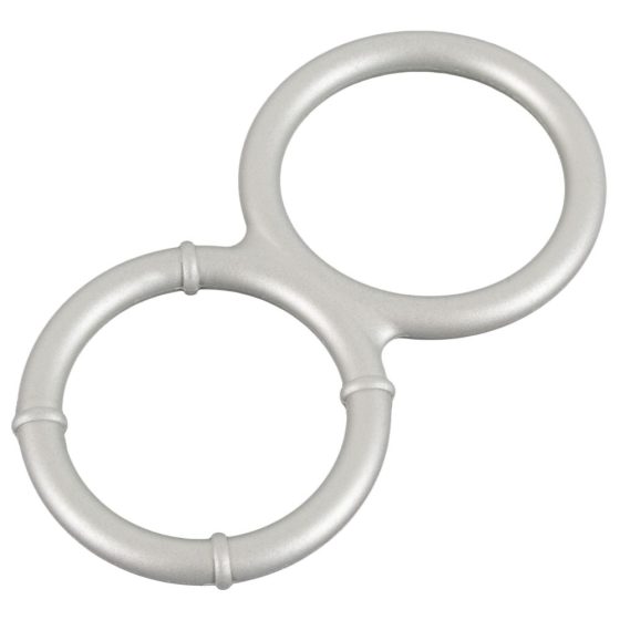 You2Toys - metallic effect double silicone penis and testicle ring (silver)