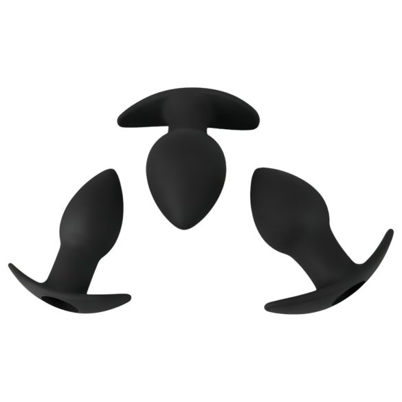 Black Velvets - σετ δονητές πρωκτού επαναφορτιζόμενοι - 3 τεμάχια μαύρο