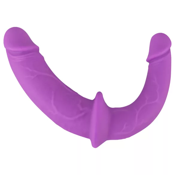 SMILE - strap-on διπλό dildo με ζώνη - σιλικόνη μωβ-μαύρο