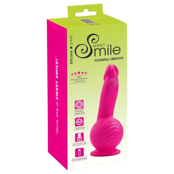 SMILE Powerful - επαναφορτιζόμενος, 2 κινητήρων δονητής με βεντούζα (ροζ)