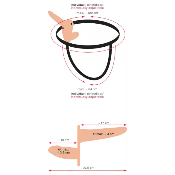 You2Toys - strap-on διπλός δονητής - φυσικό χρώμα