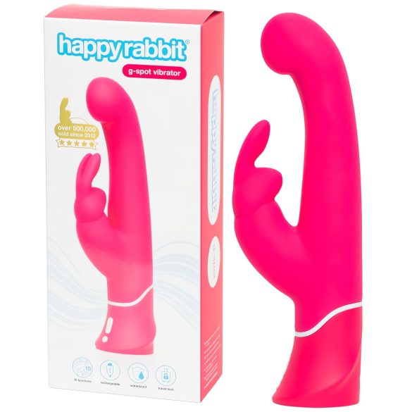 Happyrabbit G-spot - Αδιάβροχος δονητής με κλειτοριδικό στέλεχος (ροζ)