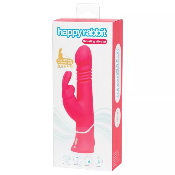 Happyrabbit - δονητής με ώθηση και δόνηση κλειτορίδας - επαναφορτιζόμενος ροζ