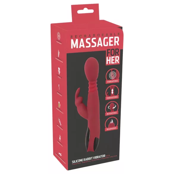 You2Toys Massager - ωθητικός/περιστρεφόμενος, θερμαινόμενος δονητής σημείου G (κόκκινος)