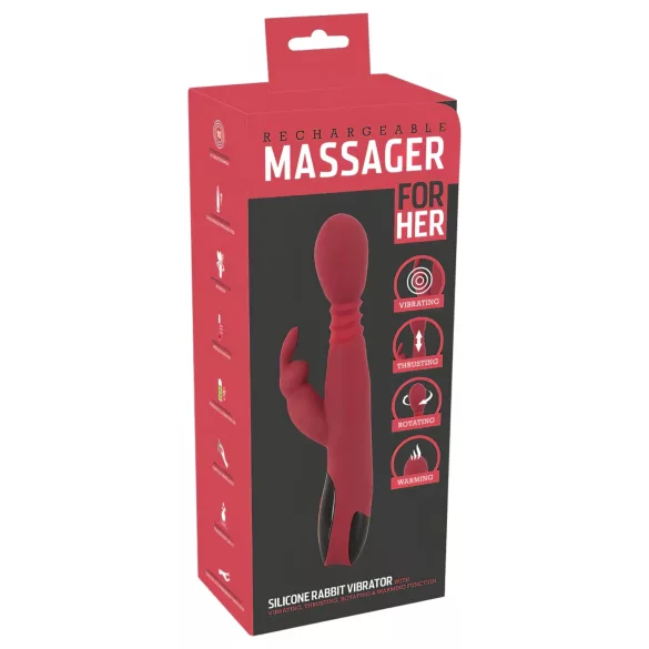 You2Toys Massager - ωθητικός/περιστρεφόμενος, θερμαινόμενος δονητής σημείου G (κόκκινος)