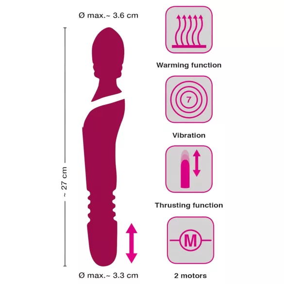 Javida Thrusting - 3 σε 1 δονητής μασάζ (κόκκινο)