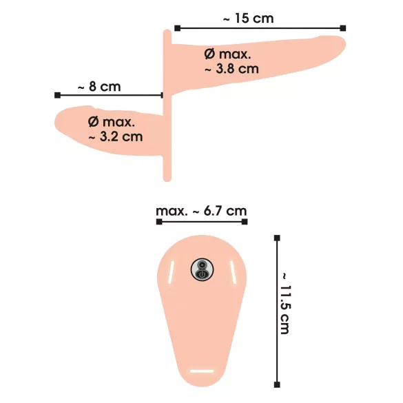 You2Toys - strap-on διπλός δονητής - γυναικεία χρήση - φυσικό χρώμα