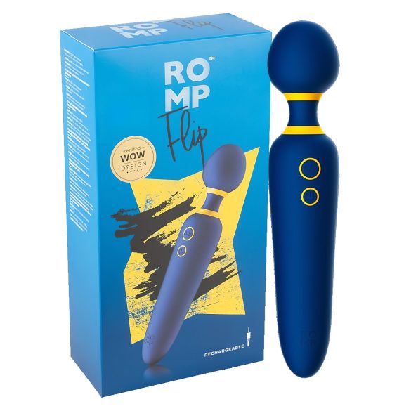 ROMP Flip Wand - επαναφορτιζόμενος, αδιάβροχος μασάζ δονητής (μπλε)