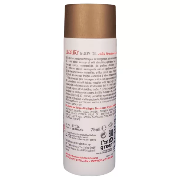 Shiatsu Luxury - βρώσιμο λάδι μασάζ - φράουλα & κόκκινο πιπέρι (75ml)