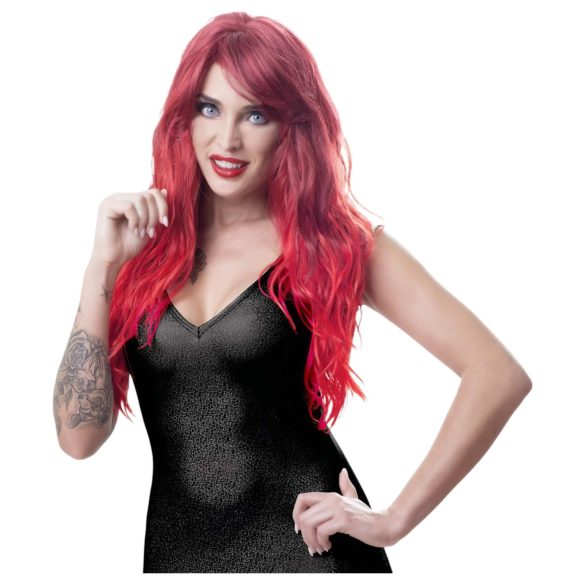 Cottelli - περούκα μακριά κυματιστή με φράντζα - κόκκινο