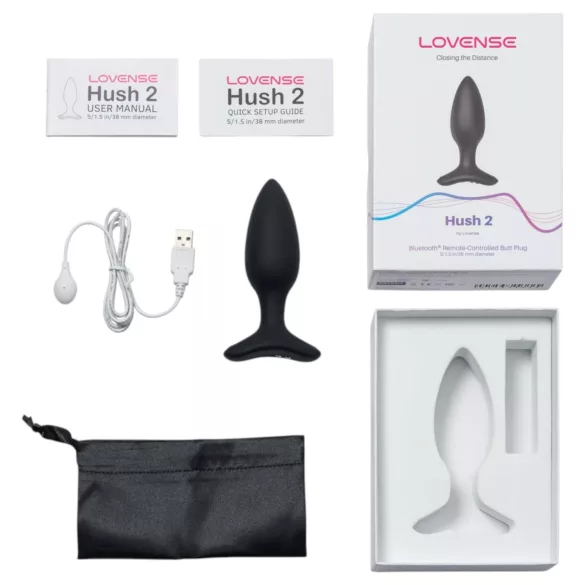 Lovense Hush 2 S - Δονητής πρωκτού με έλεγχο μέσω εφαρμογής (38 mm, μαύρο)