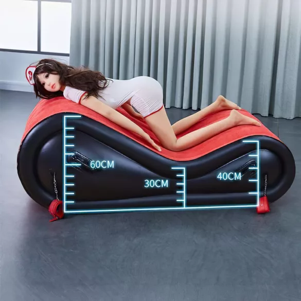 Desirel Magic Pillow - Φουσκωτό έπιπλο BDSM - με χειροπέδες (κόκκινο)