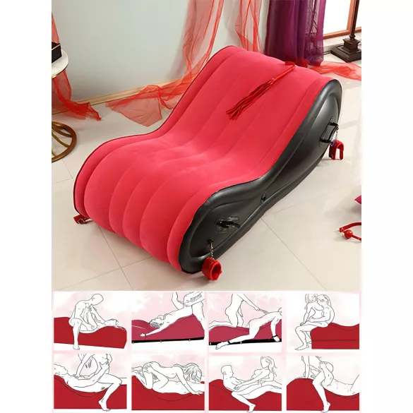 Desirel Magic Pillow - Φουσκωτό έπιπλο BDSM - με χειροπέδες (κόκκινο)