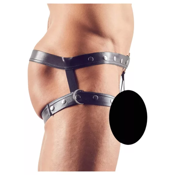 Svenjoyment - ανδρικό harness με δαχτυλίδι πέους - μαύρο M/L
