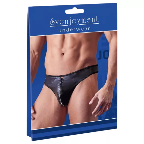 Svenjoyment - ανδρικό στρινγκ με στρας και φερμουάρ - μαύρο - λάμψη