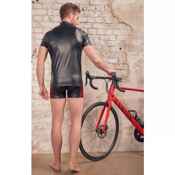 NEK - ανδρικό φούτερ με φερμουάρ - κόκκινες λεπτομέρειες - μαύρο - M