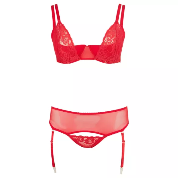 Cottelli Plus Size - σετ εσώρουχα για γυναίκα - πολυμορφικό - κόκκινο - 95F/2XL