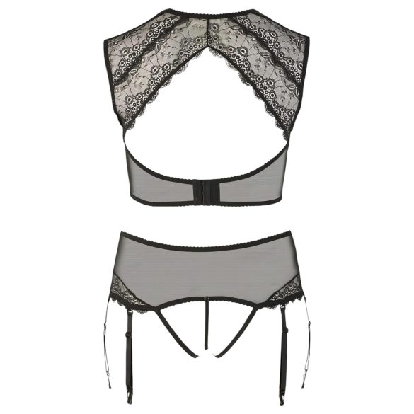 Cottelli Plus Size - Στράς και δαντέλα εσώρουχα σετ (μαύρο)