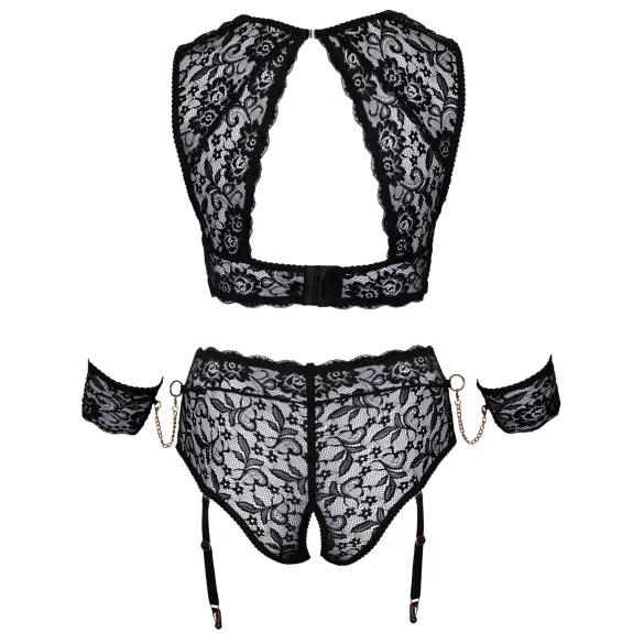Cottelli Bondage Plus Size - δαντελένιο σετ σουτιέν (μαύρο) - 3XL
