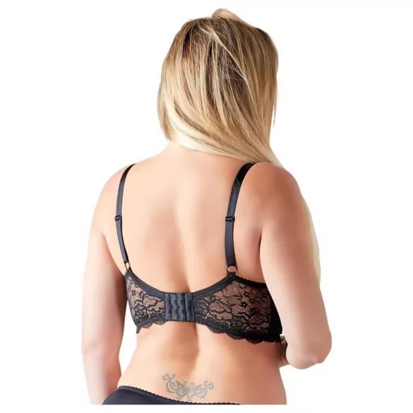 Cottelli Plus Size - ανυψωτικό στήθους με τιράντες και δαχτυλίδια (μαύρο) - 90D