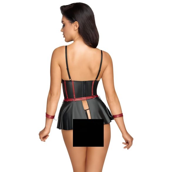 Cottelli Bondage - γυαλιστερό σετ και χειροπέδες (μαύρο) - 85B/L