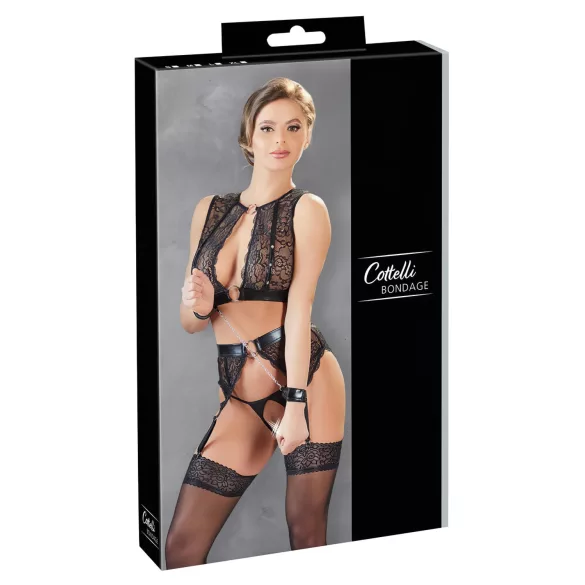 Cottelli Bondage - σετ εσώρουχα δαντέλα 4 τεμαχίων για γυναίκα - L