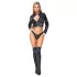 Cottelli - κοντό τζάκετ από συνθετικό δέρμα και σετ με στρινγκ (μαύρο)