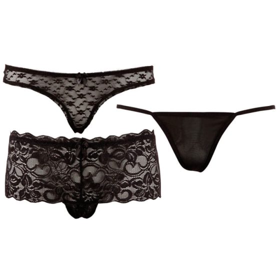 Cottelli - Black women's underwear set (3pcs) - L