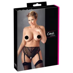   Cottelli Plus Size - δαντελωτό σλιπ με ζαρτιέρες (μαύρο) - XXXXL