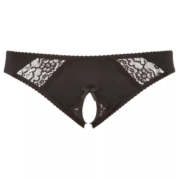 Cottelli Plus Size - δαντελένιο ανοικτό εσώρουχο (μαύρο)