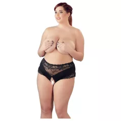  Cottelli Plus Size - εσώρουχο string με δαντέλα & πέρλες ανοιχτό - μαύρο