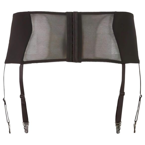 Cottelli Plus Size - ζαρτιέρα με δαντέλα και κορδόνια - μαύρο