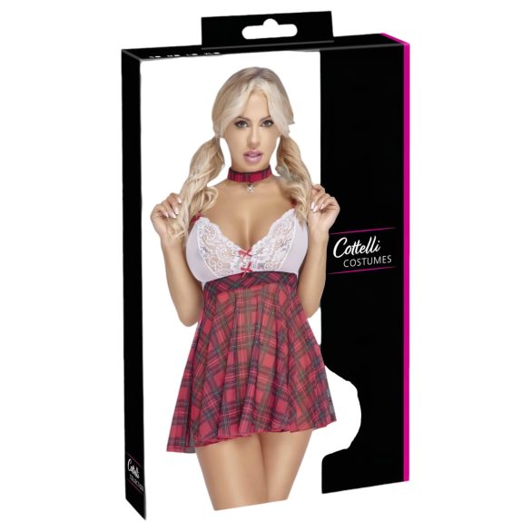 Cottelli - στολή μαθήτριας - κόκκινο λευκό - γυναικεία αποκριάτικη - XL