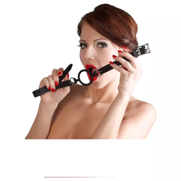 Bad Kitty - αντρικό φίμωτρο στόματος με δακτύλιο σιλικόνης - μαύρο