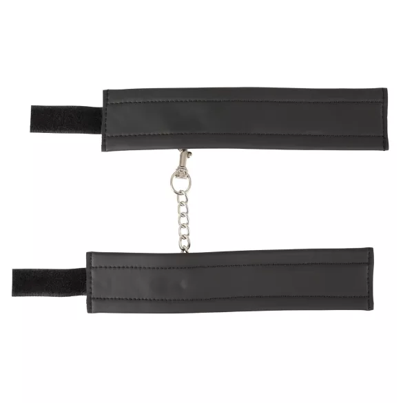 Vegan Fetish - χειροπέδες με κοντή αλυσίδα - δερματίνη μαύρο