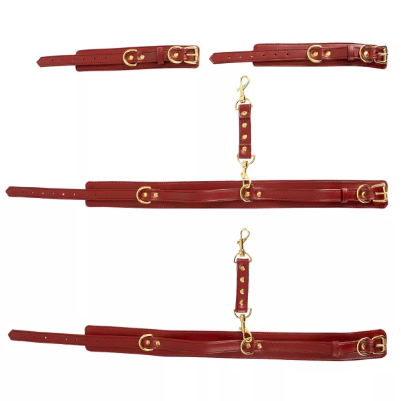 Bad Kitty - χειροπέδες μηρού - σετ δέσιμο - κόκκινο