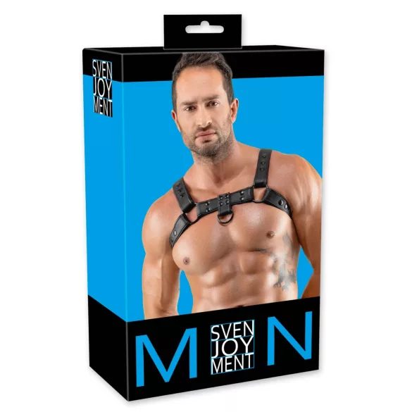 Svenjoyment - δερμάτινη ανδρική ζώνη στήθους (μαύρη)