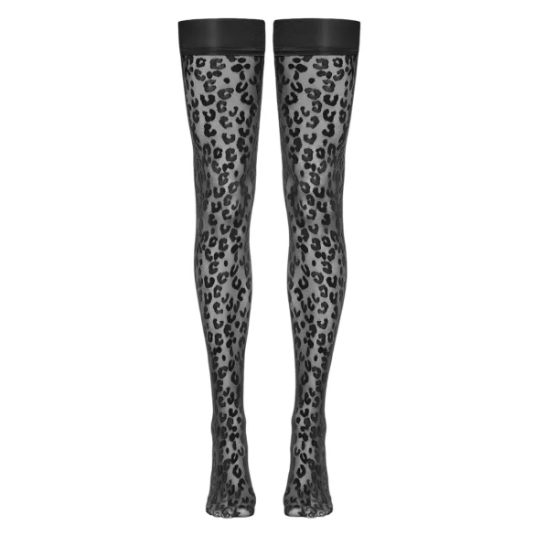 Cottelli Legwear - καλτσοδέτες λεοπάρ - μαύρο