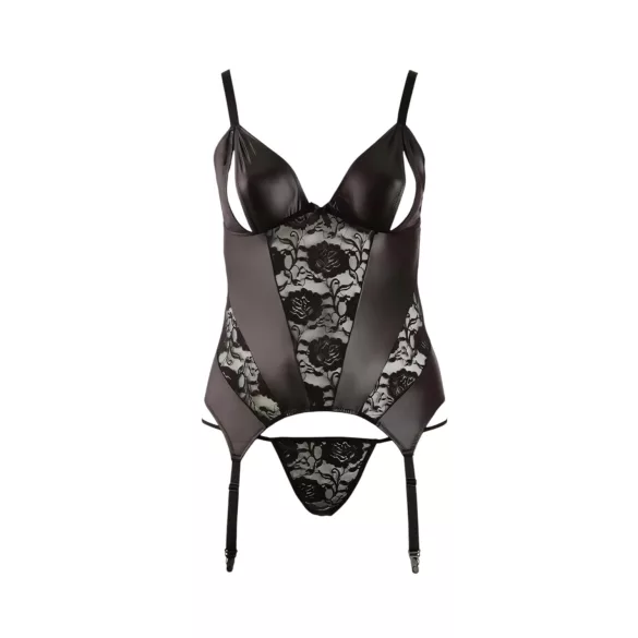 Cottelli - γυναικεία μπλούζα plus size με λουλούδια - μαύρο