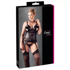   Cottelli - γυναικεία μπλούζα plus size με λουλούδια - μαύρο - XXL