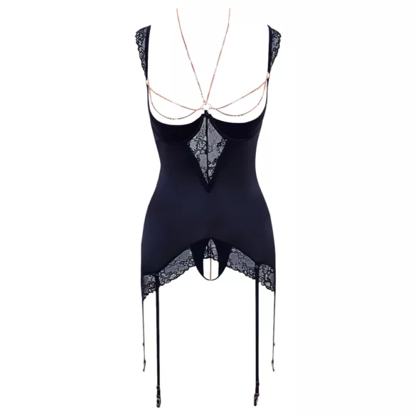 Abierta Fina - λαμπερό τοπ με αλυσίδα και στρινγκ (μαύρο) - 85B/L