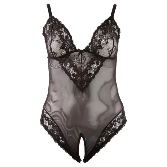 Cottelli Plus Size - κορμάκι δαντέλα για γυναίκα - μαύρο - XXXL