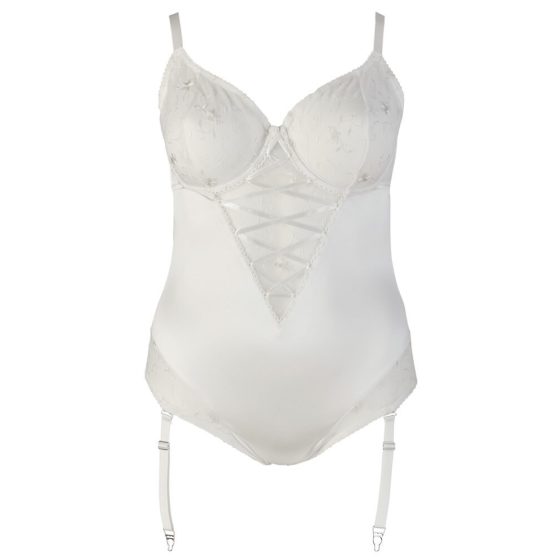 / Cottelli Plus Size - embroidered body with corset (white) - 85F/L