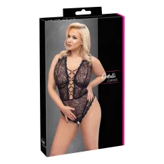   Cottelli Curves - κορμάκι plus size διάφανο με σχέδια - μαύρο