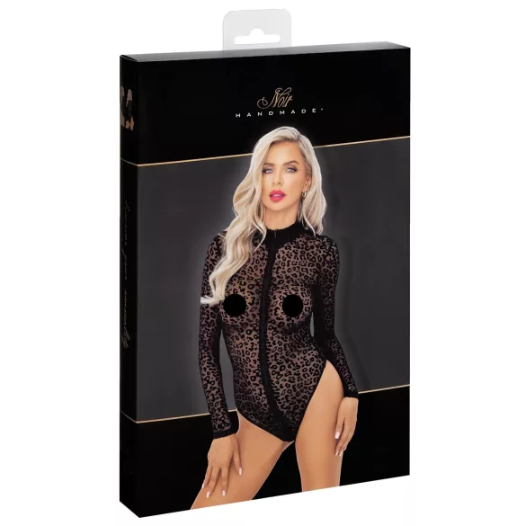 Noir - μακρυμάνικο κορμάκι με λεοπάρ σχέδιο (μαύρο)