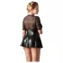Cottelli Plus Size - γυναικείο φόρεμα wetlook με κόκκινο κορσέ - μαύρο - XXXL