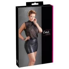   Cottelli Plus Size - γυναικείο φόρεμα σιφόν shiny - μαύρο - 3XL